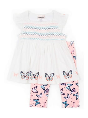 Little Lass Dot Tiered Dress/&Leggings Set-Toddler Girl/'s Size:6-6X